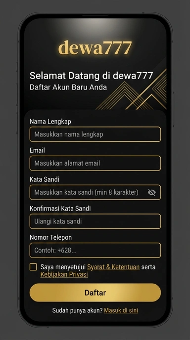 Tampilan halaman daftar dewa777